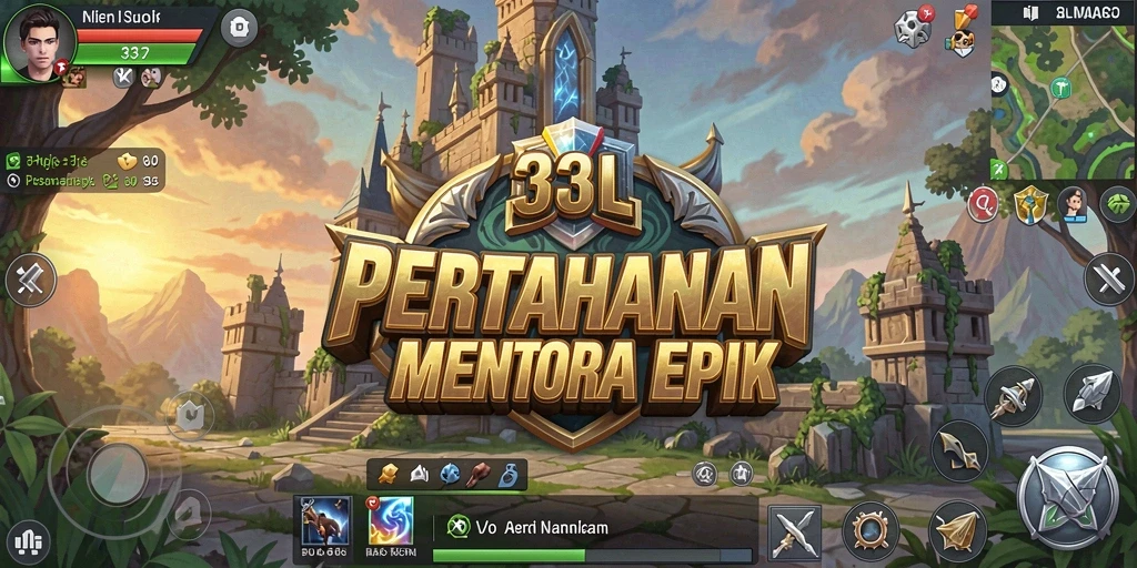 Tangkapan layar gameplay 33L dengan menara yang dipasang untuk melawan musuh.