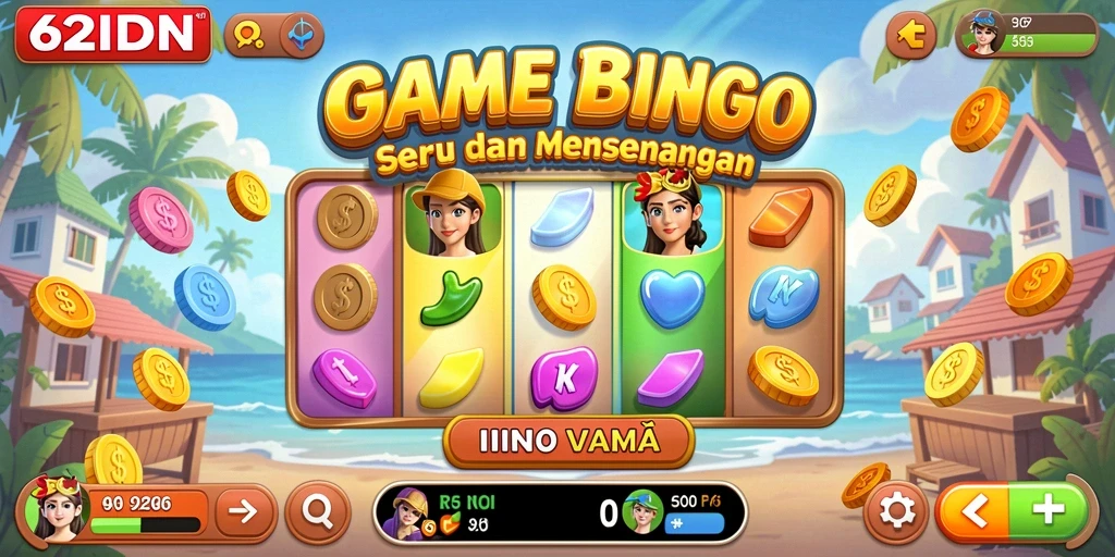 Tampilan gameplay Bingo yang penuh warna dan ramai.