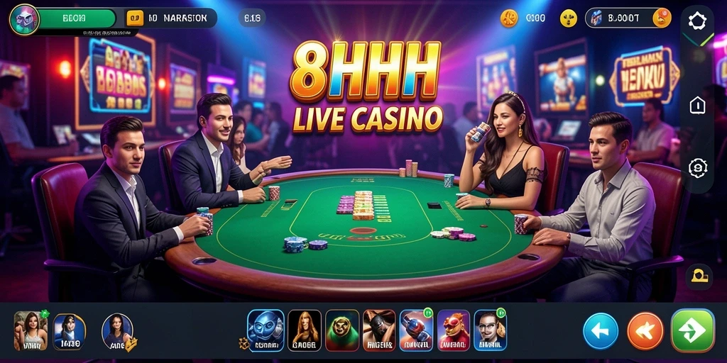 Tampilan gameplay Live Casino yang mendebarkan di 8HHH.