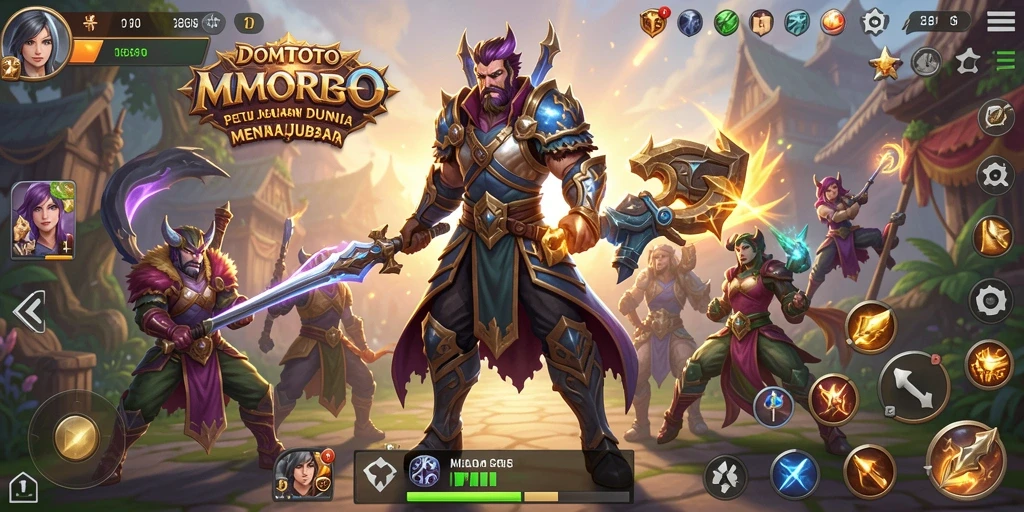 Screenshot DOMTOTO yang menampilkan aksi pertempuran seru dalam MMORPG.