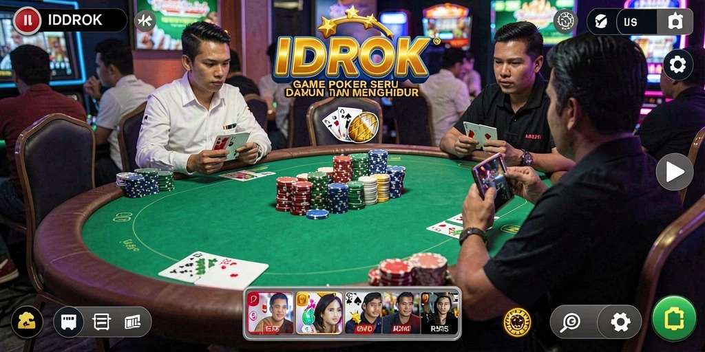Screenshot IDROK menunjukkan gameplay seru dalam permainan Poker.