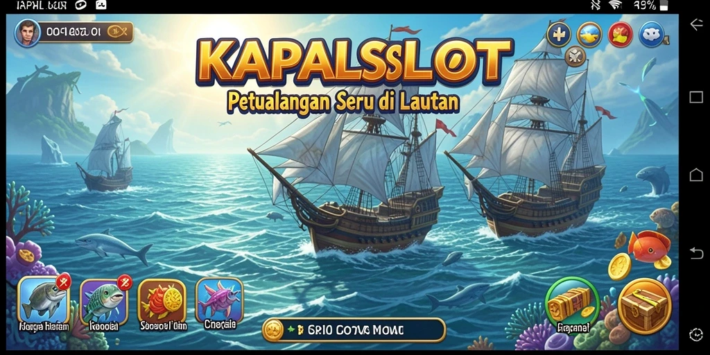 Screenshot KAPALSLOT menampilkan aksi seru di lautan.