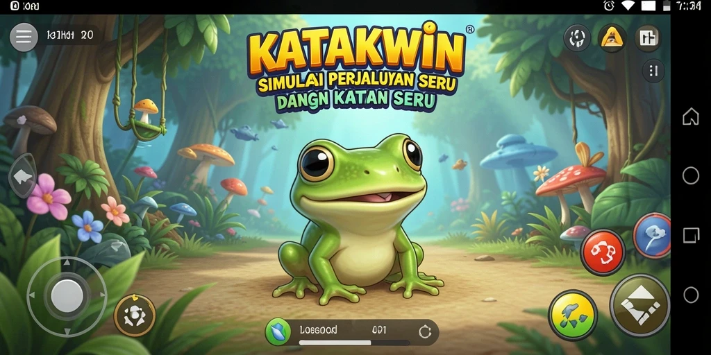 Tangkapan layar dari gameplay KATAKWIN menunjukkan petualangan katak yang seru.