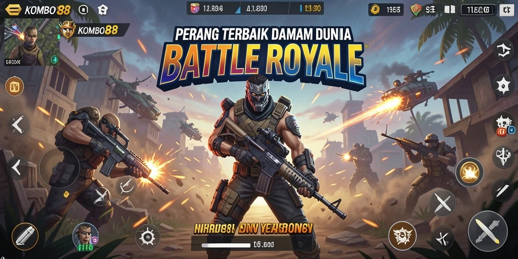 Tampilan mendebarkan gameplay Battle Royale di KOMBO88.