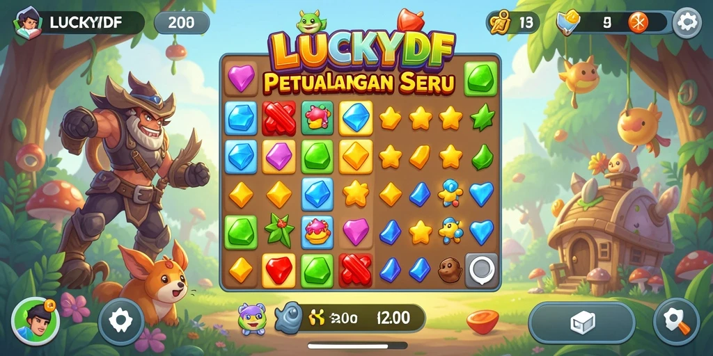 Gameplay seru LUCKYDF yang penuh tantangan Match-3.