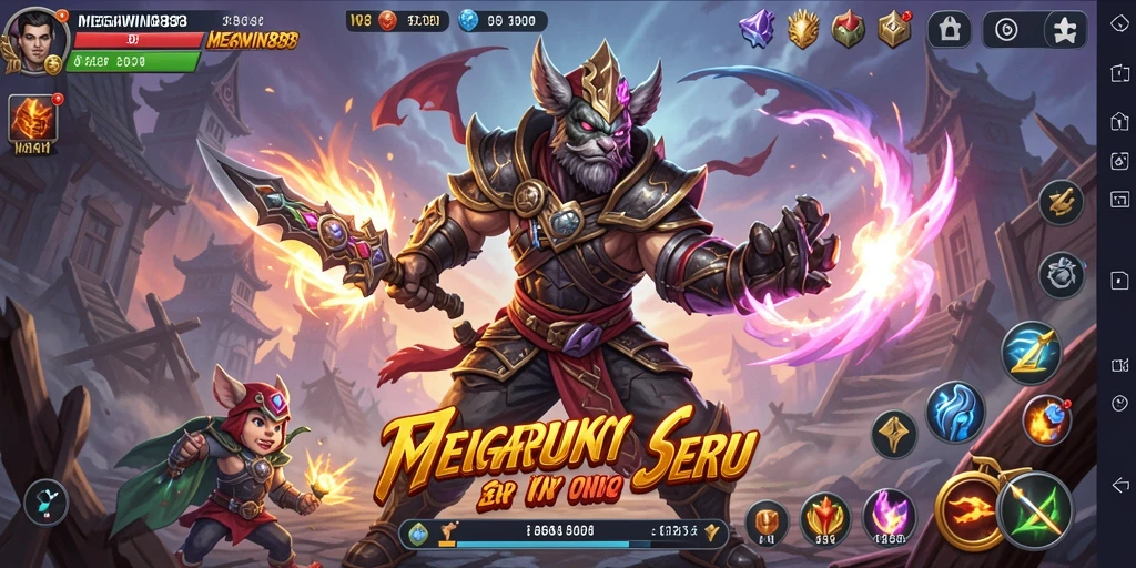 Tampilan gameplay seru dengan karakter Fighting yang menonjol.