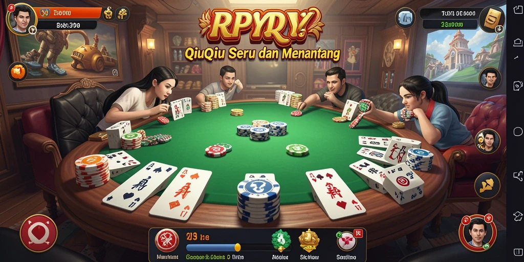 Tangkapan layar RPYYY menampilkan aksi permainan QiuQiu yang mendebarkan.