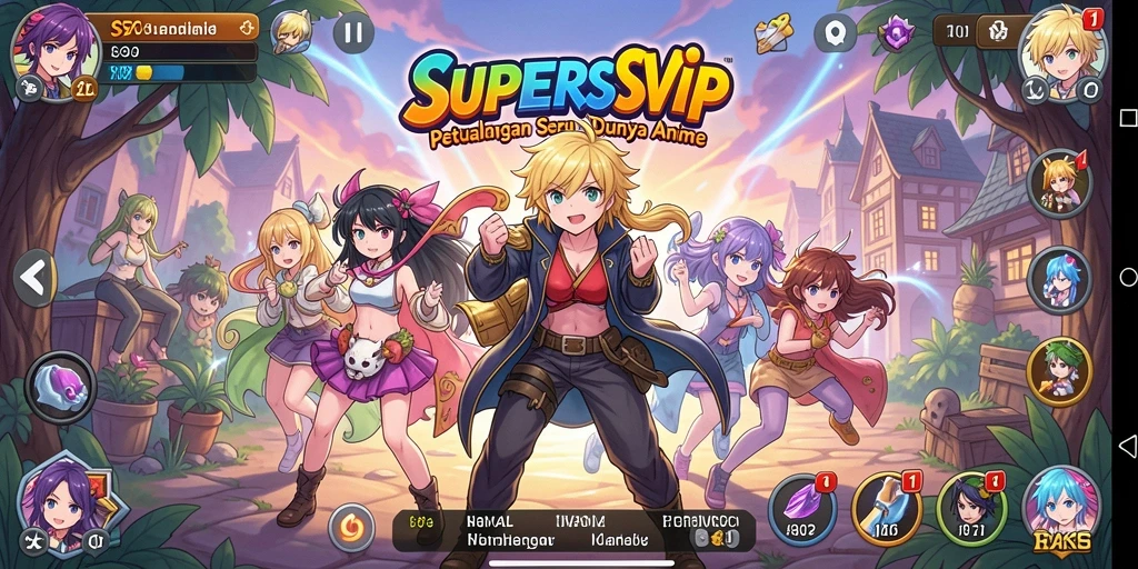 Tampilan gameplay SUPERSVIP yang menampilkan aksi seru dan karakter anime.