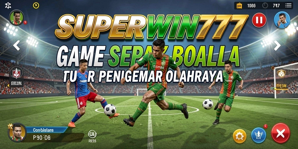 Screenshot gameplay SUPERWIN777 yang menampilkan aksi sepak bola yang seru.