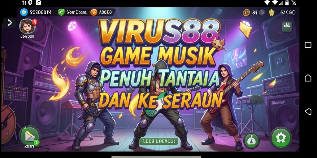 Tampilan gameplay <strong>VIRUS88</strong> yang menarik dan interaktif dengan berbagai tantangan musik.