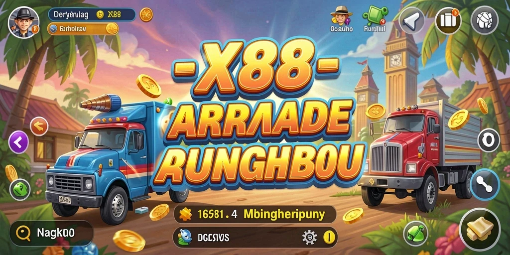 Tampilan gameplay seru dalam permainan Arcade X88 yang mendebarkan.